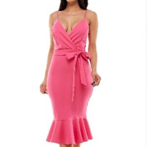 Elegant Pink Wrap Dress
